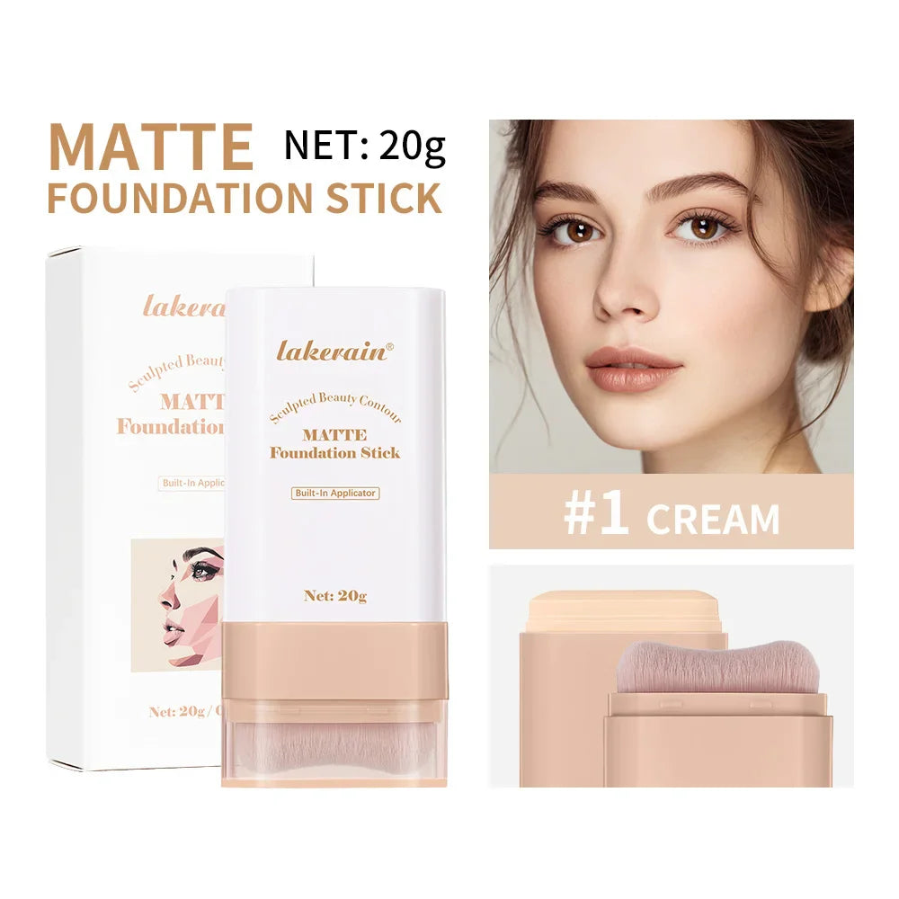 Matte Foundation Stick with Brush – Waterproof & Oil Control