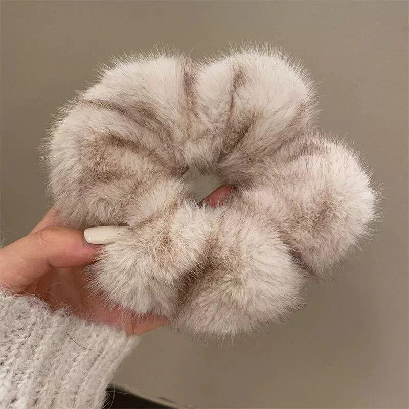 Retro Plush Elastic Hair Tie | Imitation Mink Hairband for Women