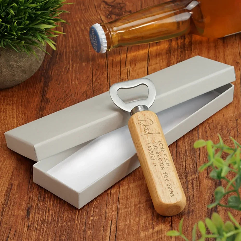 Custom Engraved Wooden Bottle Openers – 10-Pack Party Favors