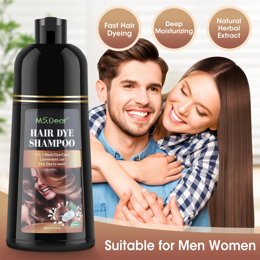 Herbal Hair Dye Shampoo — Fast Black Color, Deep Moisture, Botanical Formula | 500ml Peaceful Pleasures Health and Wellness