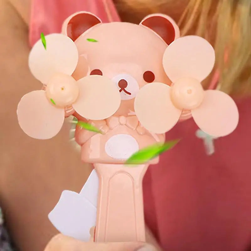 Manual Press Cooling Fans Cartoon Double Fan Leaf Handheld Mini Cooling Fan For Children Cute Summer Kids Fans Party Favors For Peaceful Pleasures Health and Wellness