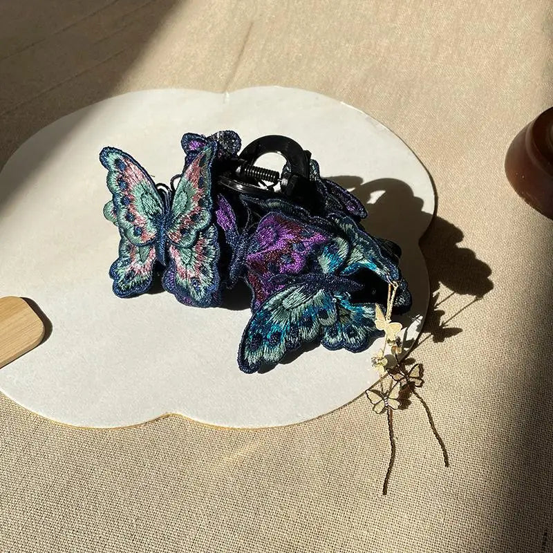 Chinese Butterfly Hair Claw Clip – Floral Tassel Hanfu Style