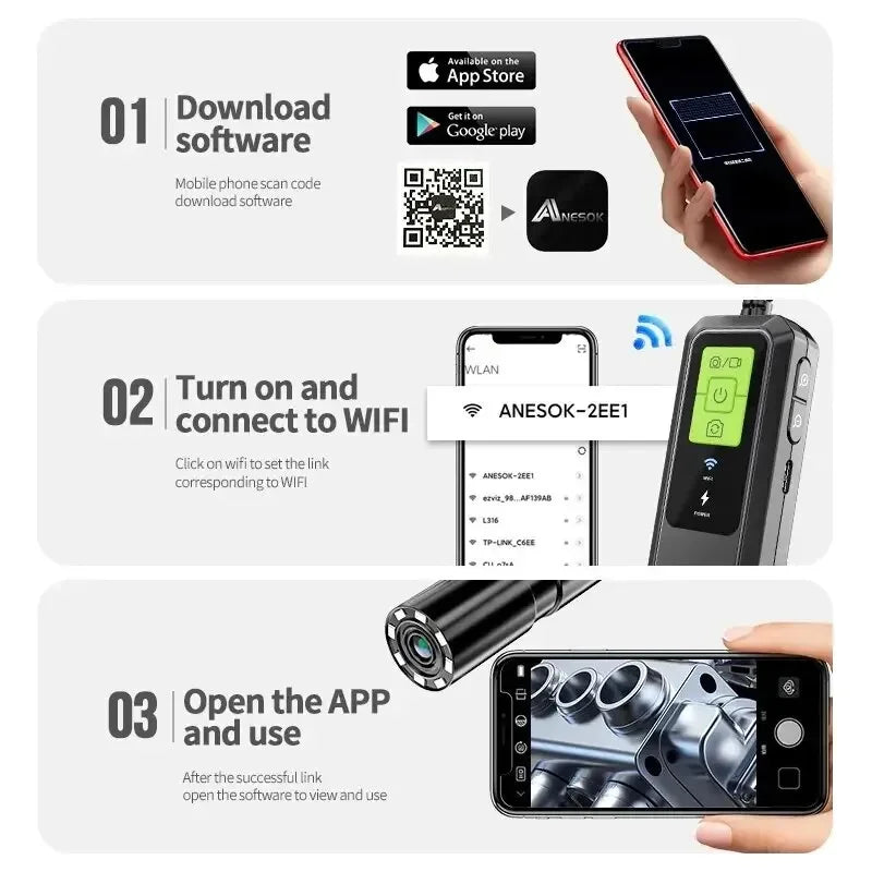 Wireless Endoscope 1080P Single & Dual Lens WiFi Borescope Inspection Camera Waterproof Snake Pipe Camera For Android IOS Peaceful Pleasures Health and Wellness