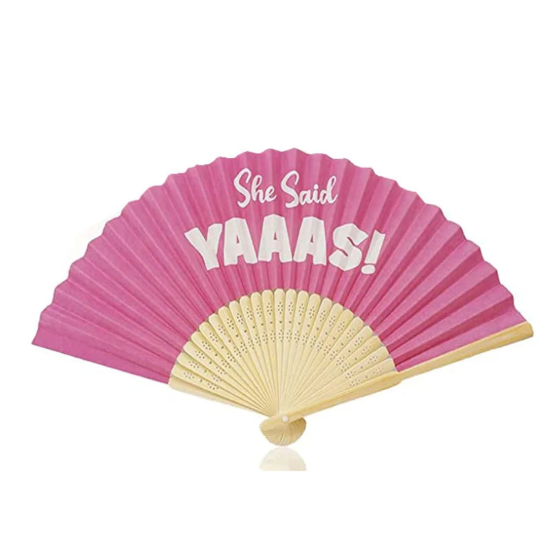 Silk Fan Bachelorette Party Decor | Bridal Shower "She Said Yaaas"