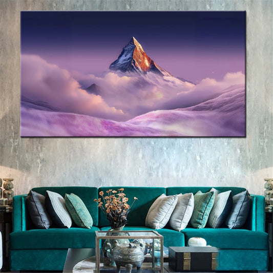 Mountain Peak Landscape Canvas Wall Art | Nature Print Decor Canvas Wall Art Peaceful Pleasures Health and Wellness