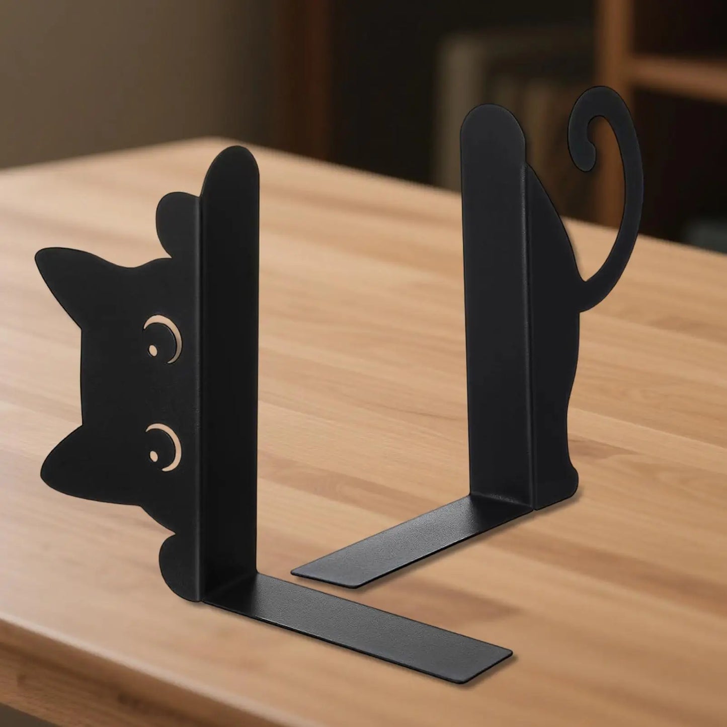 Cat Bookends Set of 2 – Iron Metal Shelf & Desk Organizer