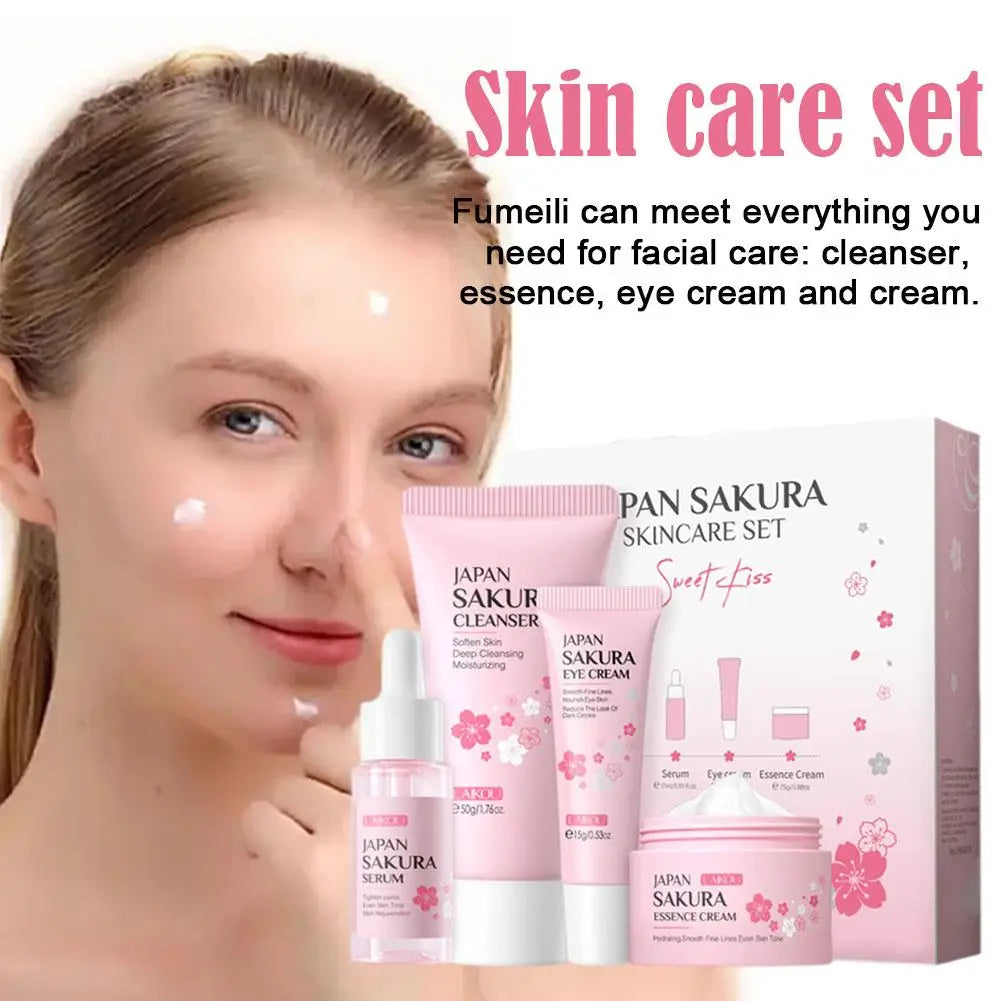 Sakura Cherry Blossom 5-Piece Skincare Set | Cleanser, Toner, Serum, Eye Cream & Face Cream Peaceful Pleasures Health and Wellness