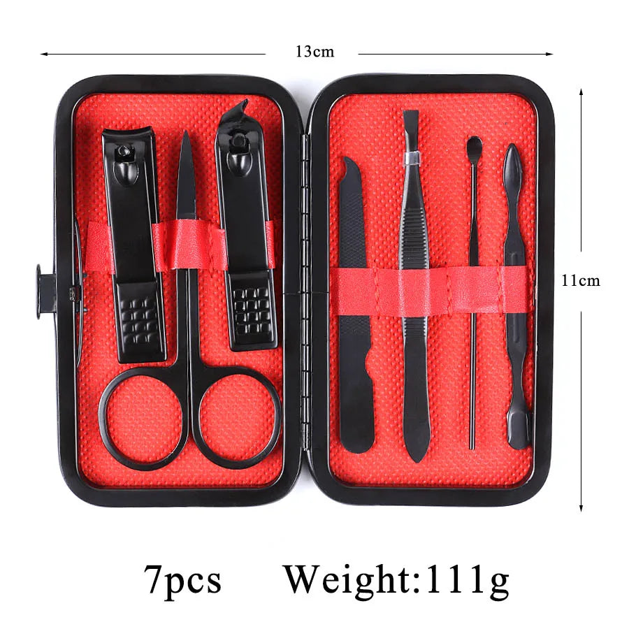 Stainless Steel Manicure Set - Professional 7/10/15/18 Pcs Pedicure Nail Clippers Grooming Kits for Personal Nail Care Use Peaceful Pleasures Health and Wellness 7pcs China Mainland