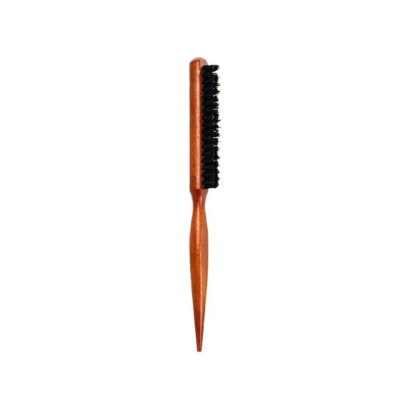Boar Bristle Hair Brush | 3-Row Wood Handle Styling Comb