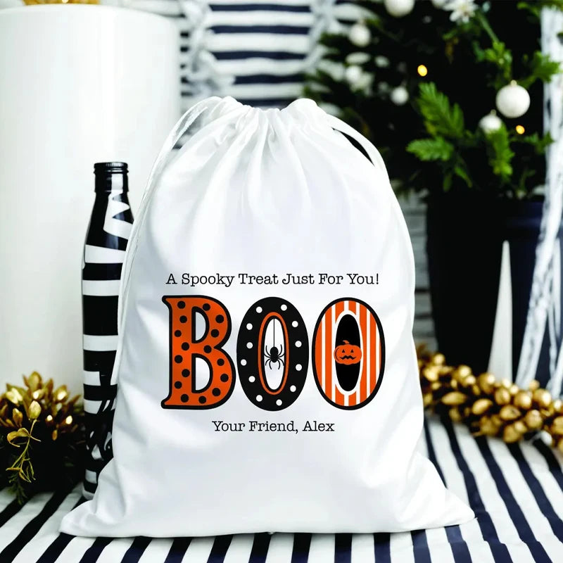 5-Pack Personalized BOO Halloween Drawstring Candy Bags for Kids Halloween Party Favors Peaceful Pleasures Health and Wellness