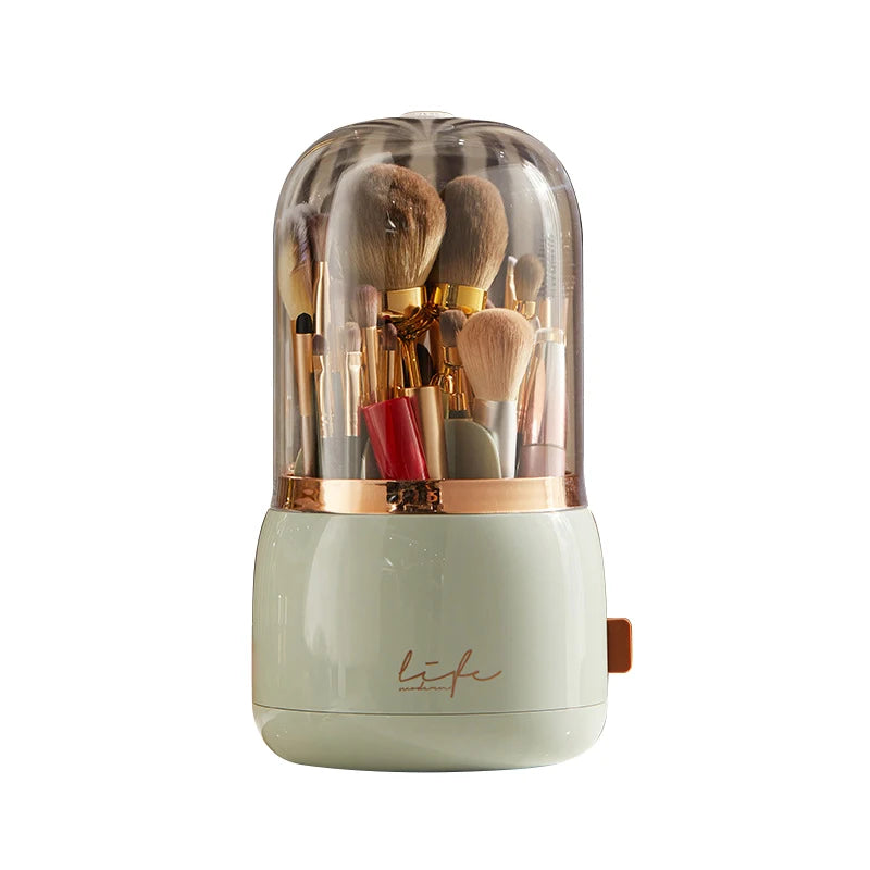 Light Luxury Style Makeup Brush Storage Bucket Dust-Proof Cosmetics Storage Box for Lipstick Eyebrow Pencil Jewelry Display Peaceful Pleasures Health and Wellness light green