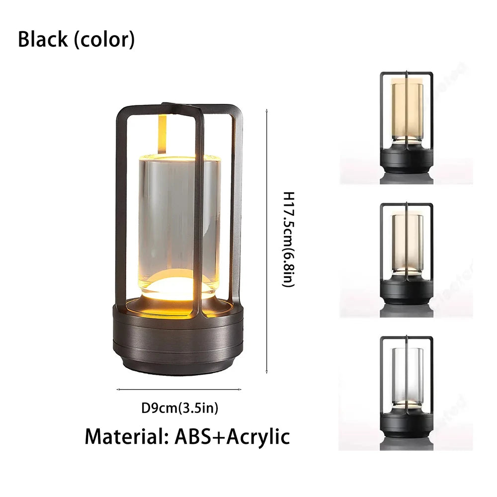 Rechargeable Wireless Table Lamp LED Touch Sensor Desktop Night Light Reading Lamp for Restaurant Hotel Bar Bedroom Decor Light Peaceful Pleasures Health and Wellness Black A changeable