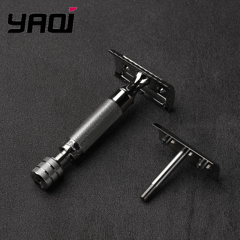 Yaqi Diagonal Slant Stainless Steel Safety Razor With 0.35mm Blade Gap 77mm Handle Length And 13mm Diameter Portable Razor Peaceful Pleasures Health and Wellness