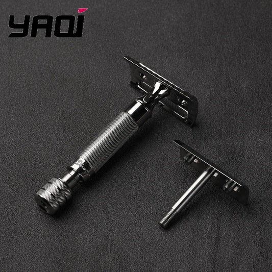 Yaqi Diagonal Slant Stainless Steel Safety Razor With 0.35mm Blade Gap 77mm Handle Length And 13mm Diameter Portable Razor Peaceful Pleasures Health and Wellness