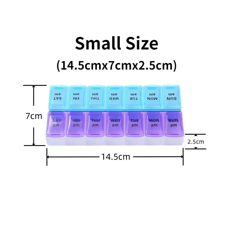New Weekly Portable Travel Pill Cases Box 7 Days Organizer 14 Grids Pills Container Storage Tablets Vitamins Medicine Fish Oils Peaceful Pleasures Health and Wellness