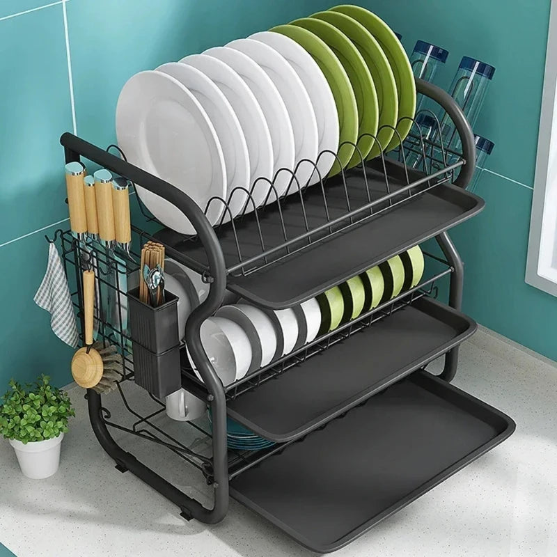 Luxury Kitchen Supplies Storage Rack Drain Rack Dish Plate Holder Household Large Tableware Storage Shelf Organizer Plate Rack Peaceful Pleasures Health and Wellness