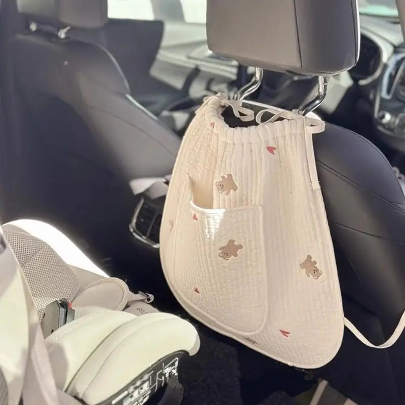 Large Stroller Organizer Bag | Embroidered Bear Diaper Hanging Bag