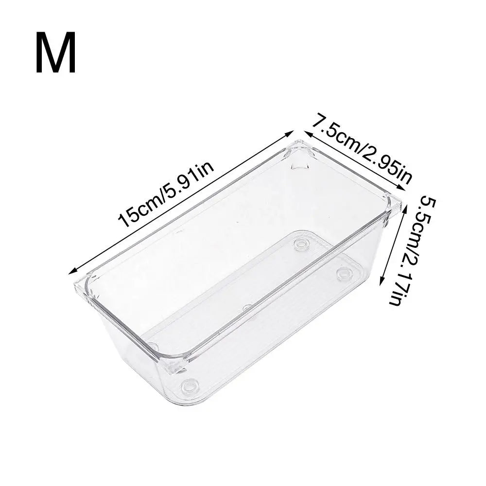 Durable S/M/L/XL/XXL Desktop Storage Box Transparent Sundries Sorting Storage Organizer Drawer Plastic Cosmetics Organizer Boxes Peaceful Pleasures Health and Wellness M-Style1