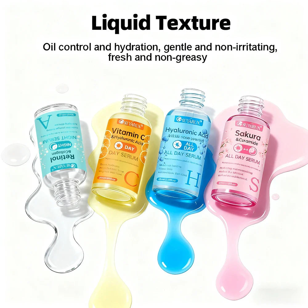 SUYARUN 4-Piece Hydrating Face Serum | Hyaluronic Acid & Vitamins