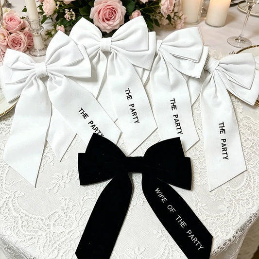 5-Piece Wife of the Party Hair Bow Set | Bridal Bachelorette Bridal Hair Bow Set Peaceful Pleasures Health and Wellness A 5pcs 14x22cm
