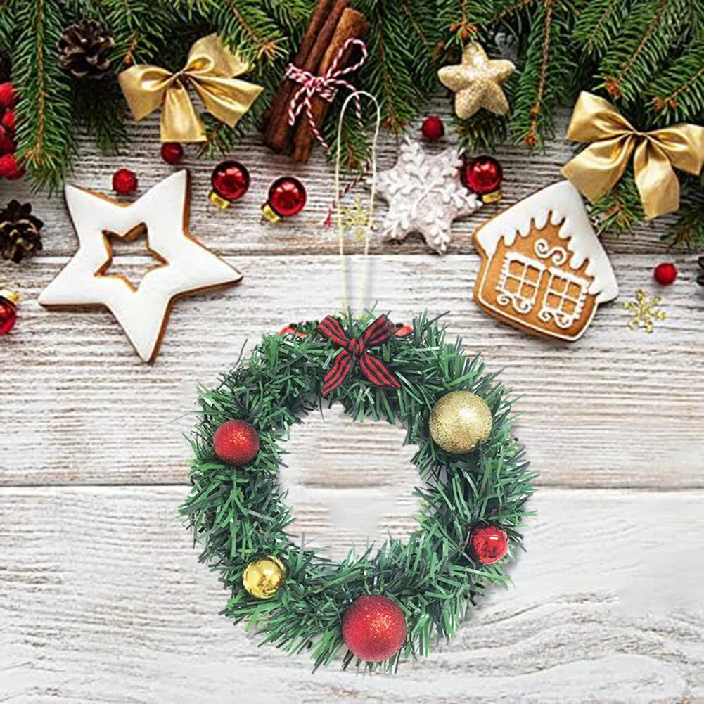 Christmas Ball Grid Bow Wreath | Mini Holiday Table Decor