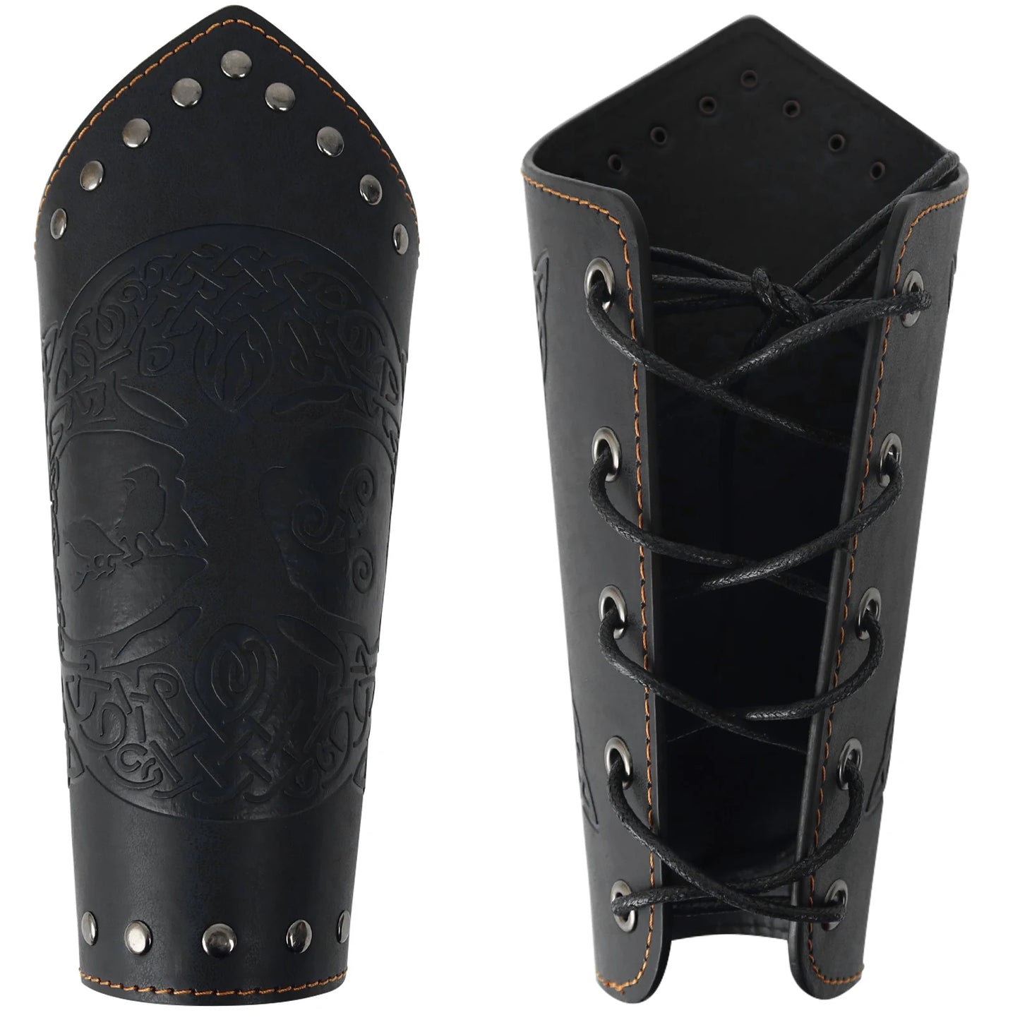 Medieval PU Leather Gauntlet Arm Bracers Vintage Warrior Wrist Guards