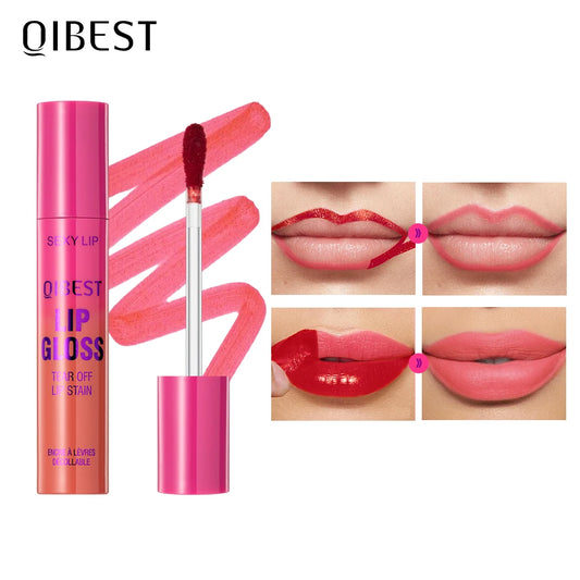 QIBEST Peel Off Red Lip gloss Lip Outline Contour Tattoo Lip Stain Lasting Transfer Resistant Tear Off Peel Off Lipstick Makeup Peaceful Pleasures Health and Wellness