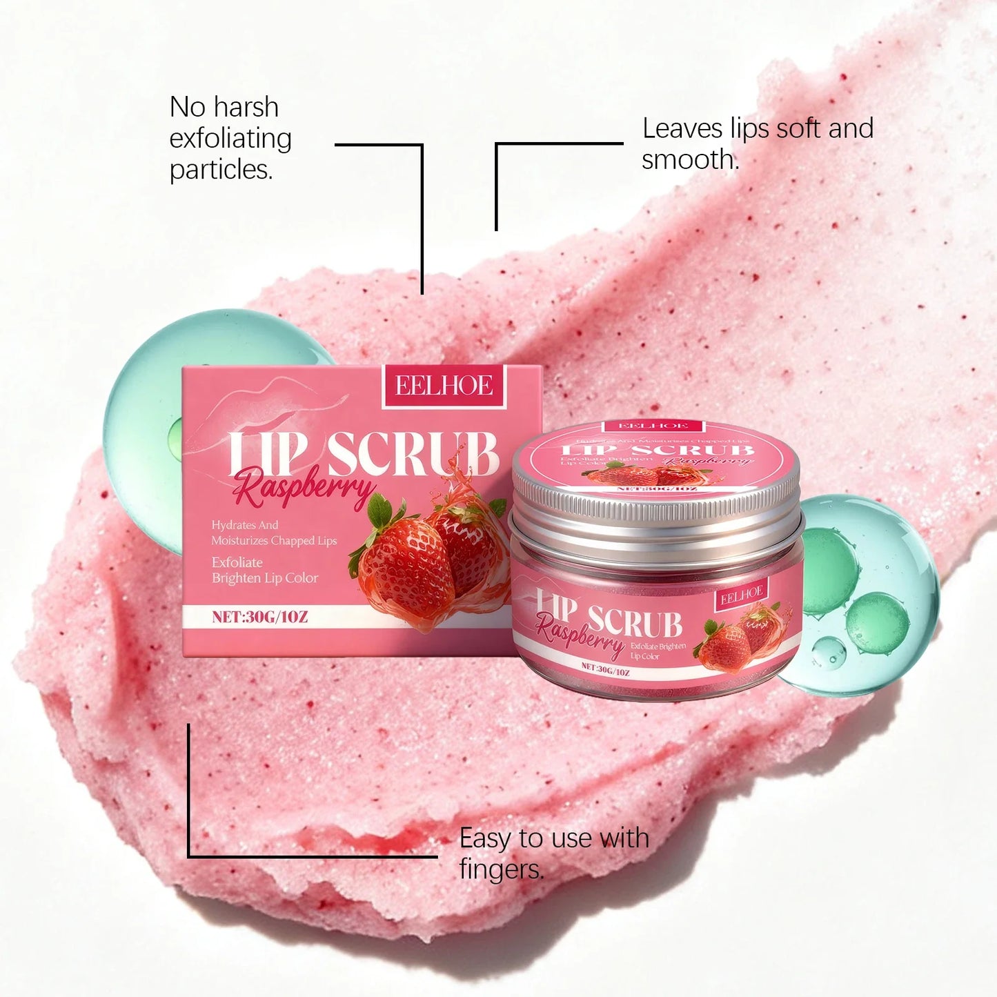 Eelhoe Strawberry Lip Scrub – Exfoliate, Moisturize & Brighten