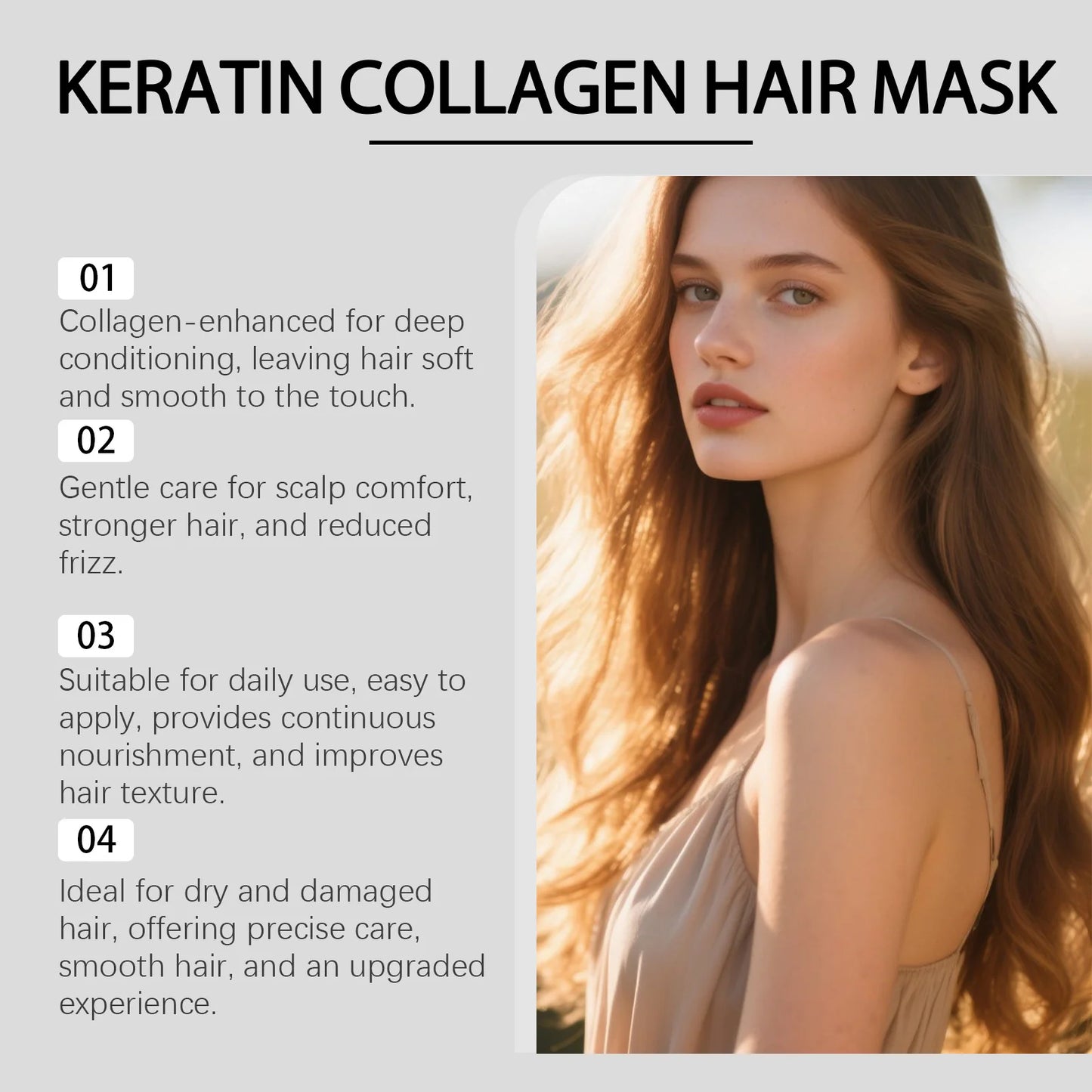 Collagen Hair Mask – Repair Dry Frizzy Hair, Soften & Smooth
