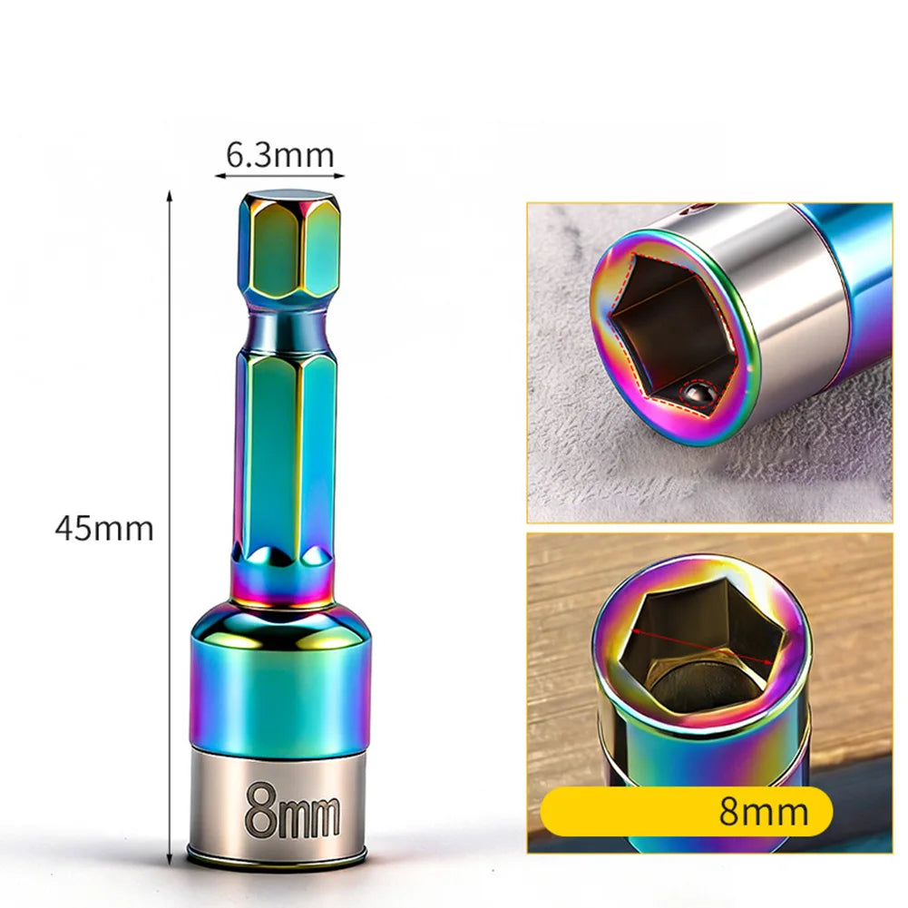 8mm Hex Shank Impact Socket Nut Driver Bit & Chuck Adapter