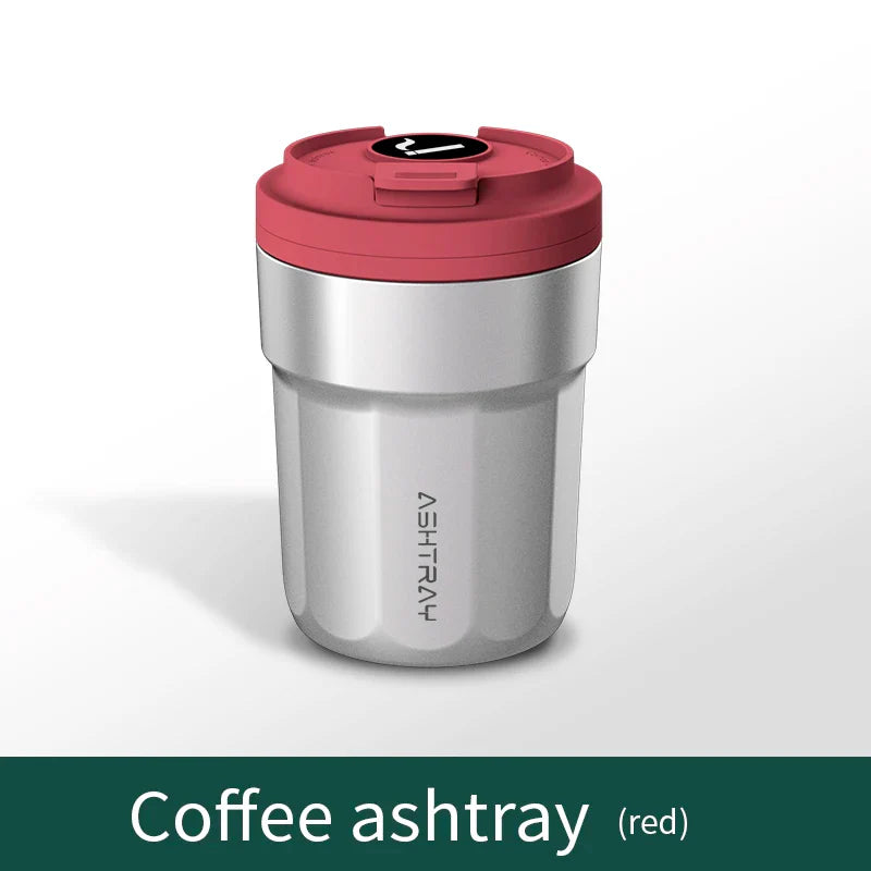 Car Ashtray 7-Color LED Light | Push-Open Coffee Cup Style