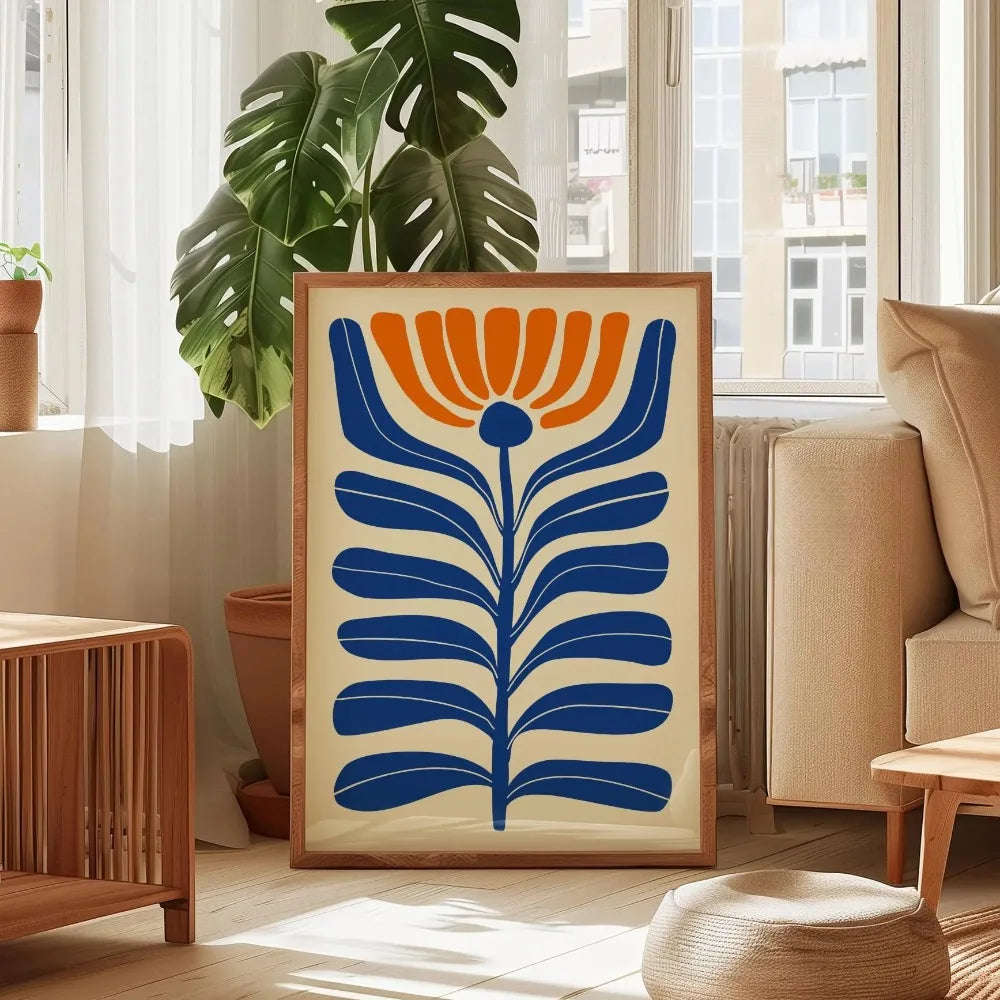 Retro Beige Floral Canvas Wall Art | Unframed Plant Print