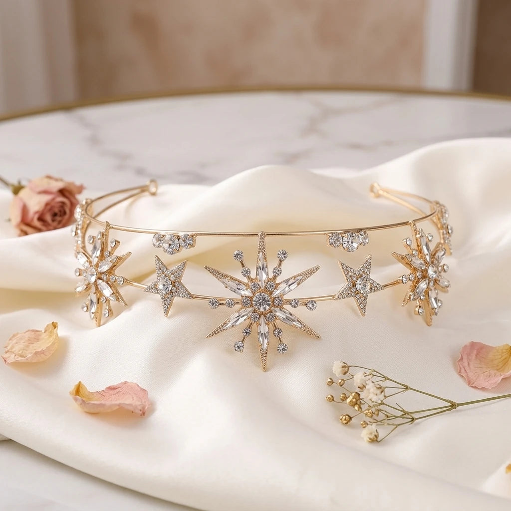 Bridal Rhinestone Crown Headpiece Alloy Base Crystal Wedding Hair Accessory For Bride Gold Silver Peaceful Pleasures Health and Wellness
