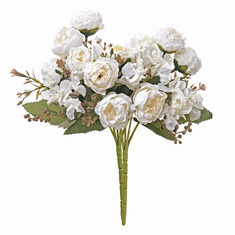 Artificial Silk Peony Bouquet – Wedding & Home Décor Faux Flowers