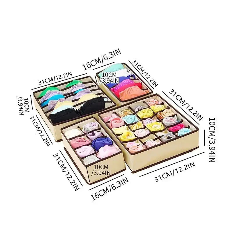 6/7/8/24 Grid Storage Box Beige Underwear Storage Box Four Piece Sock Storage Fabric Bra Storage Box Peaceful Pleasures Health and Wellness