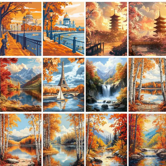 GATYZTORY Autumn Landscape Paint by Numbers Kit 40x50cm