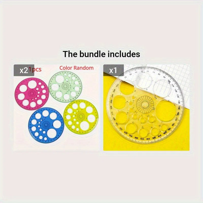 6-Piece Set of 360-Degree Full-Circle Protractors, Geometric Drawing Tool, Large Transparent Circle Protractor, Quick Circle Drawing Tool, Essential Tool for Study and Office Use Peaceful Pleasures Health and Wellness