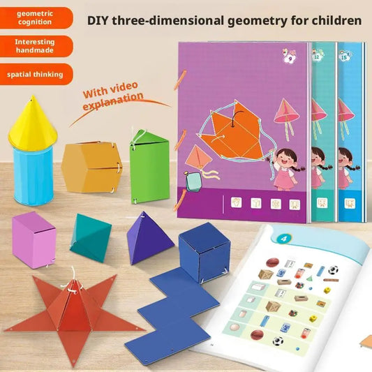 3D Geometry Children's Quiet Book Montessori Education Tracking Workbook Spatial Thinking DIY Math Learning Book Peaceful Pleasures Health and Wellness