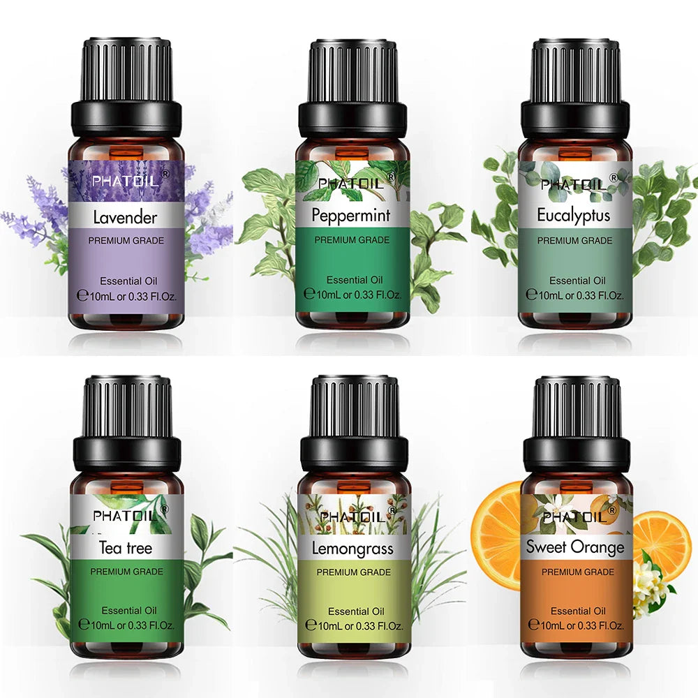 PHATOIL 6-Piece Pure Essential Oil Set – Diffuser & Aromatherapy
