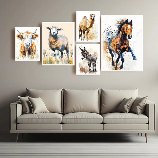 Farmhouse Horse Highland Cow Sheep Canvas Wall Art Print Canvas Wall Art Peaceful Pleasures Health and Wellness