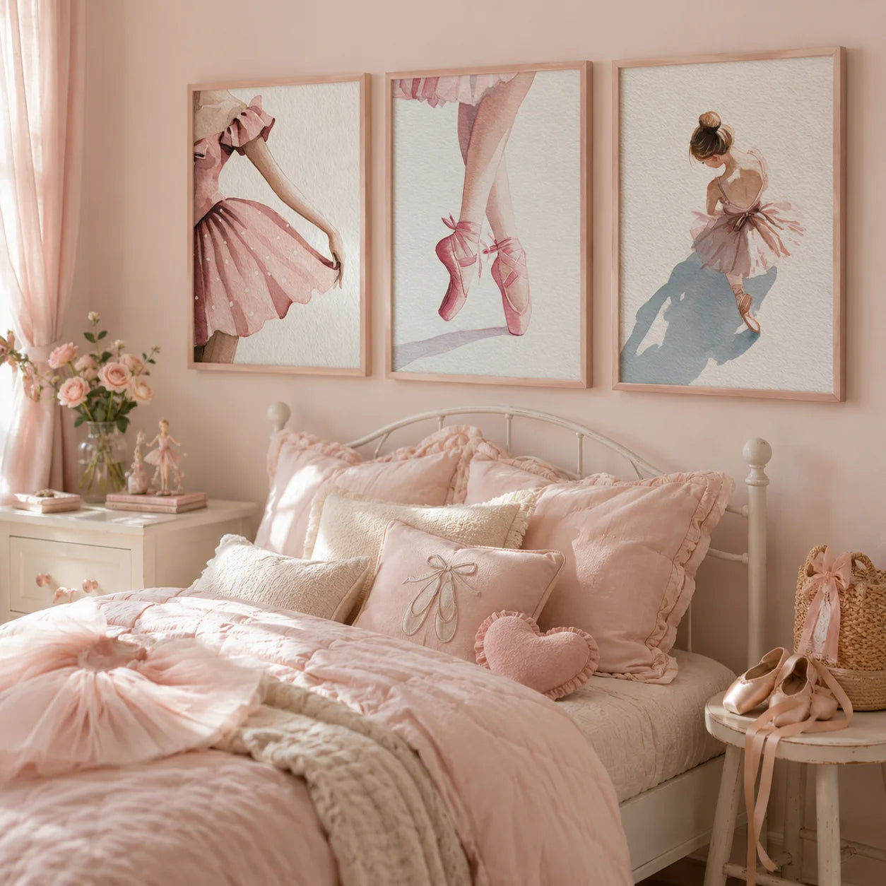 Nordic Ballerina Pink Canvas Wall Art | Girls Bedroom Décor Canvas Wall Art Peaceful Pleasures Health and Wellness