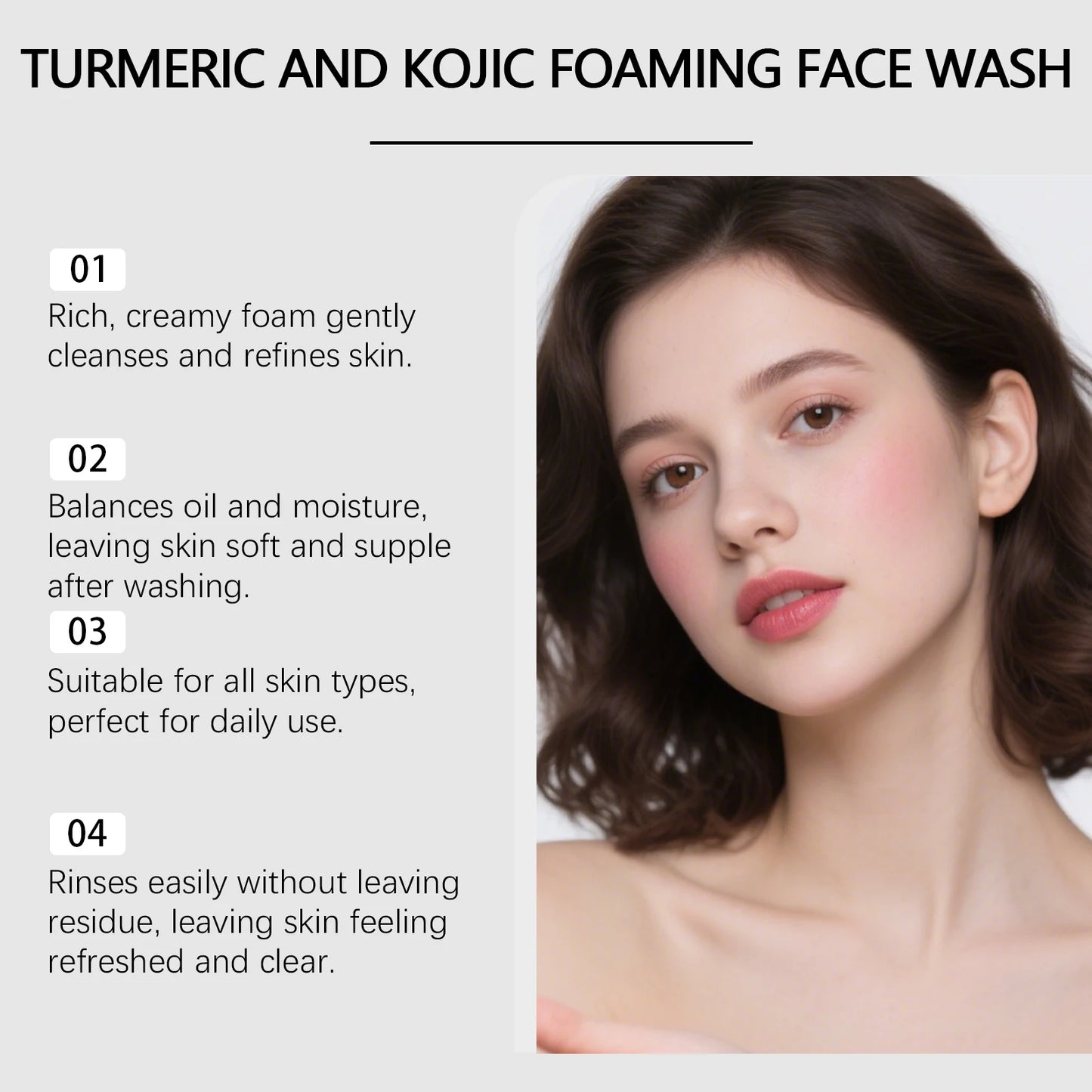 Turmeric & Kojic Acid Foaming Face Wash – Brightening Cleanser
