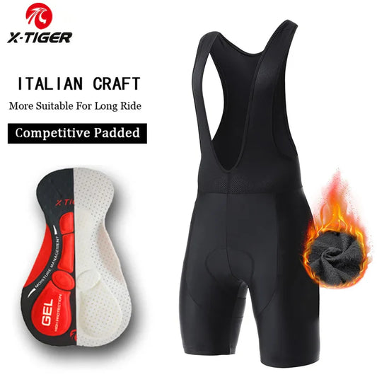 X-TIGER Men's Winter Cycling Bib Shorts – 5D Gel Pad Lycra Cycling Bib Shorts Oasis Select XM-ZDBK-00101 M