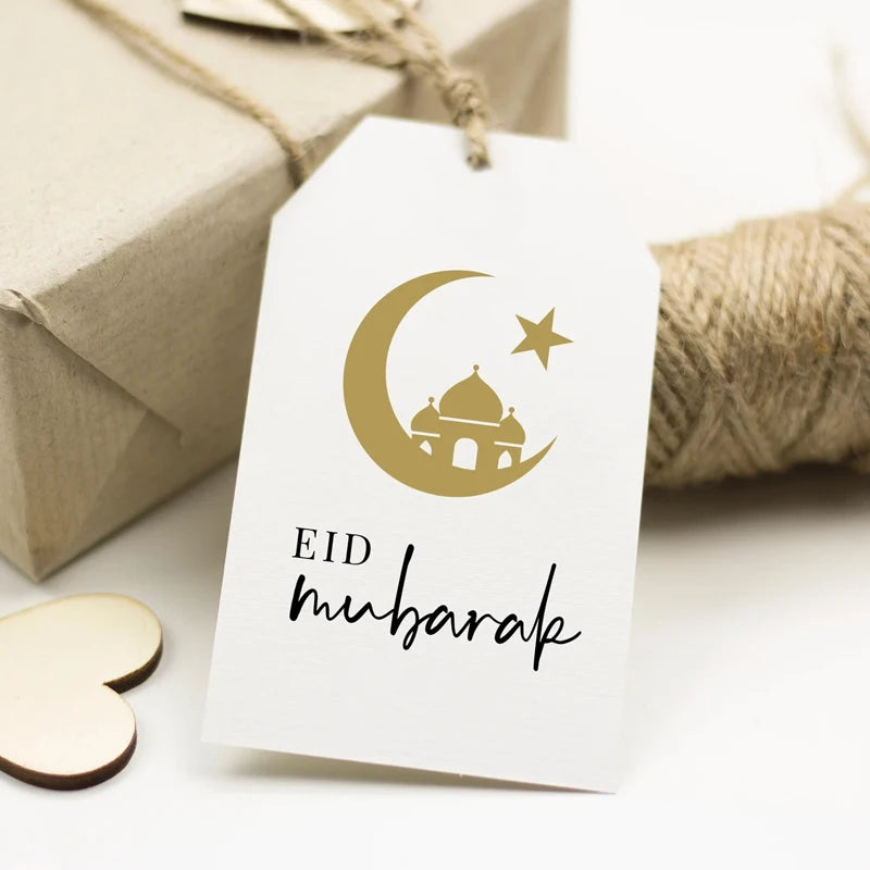10pcs Eid Mubarak Diamond Hangtags | Gold Moon Star Gift Tags Eid Gift Hangtags Peaceful Pleasures Health and Wellness