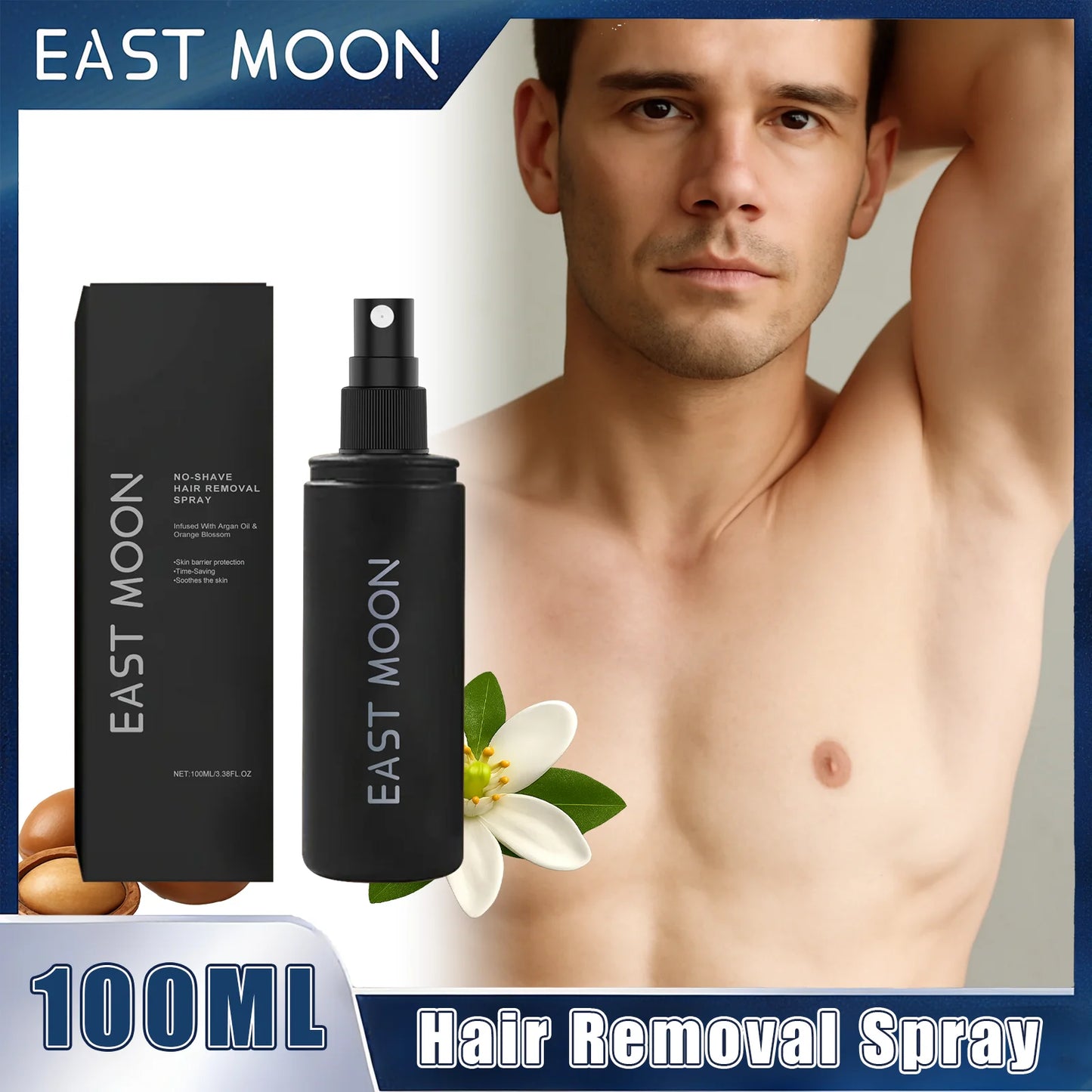 East Moon Men's Depilatory Spray – Body Hair Removal 100ml