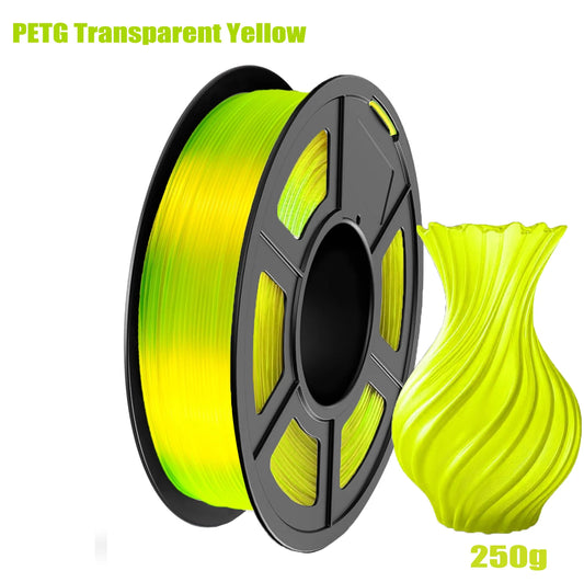 PETG Filament 1.75mm Transparent Yellow | ±0.02mm Accuracy 3D Printer Filament Peaceful Pleasures Health and Wellness 250G