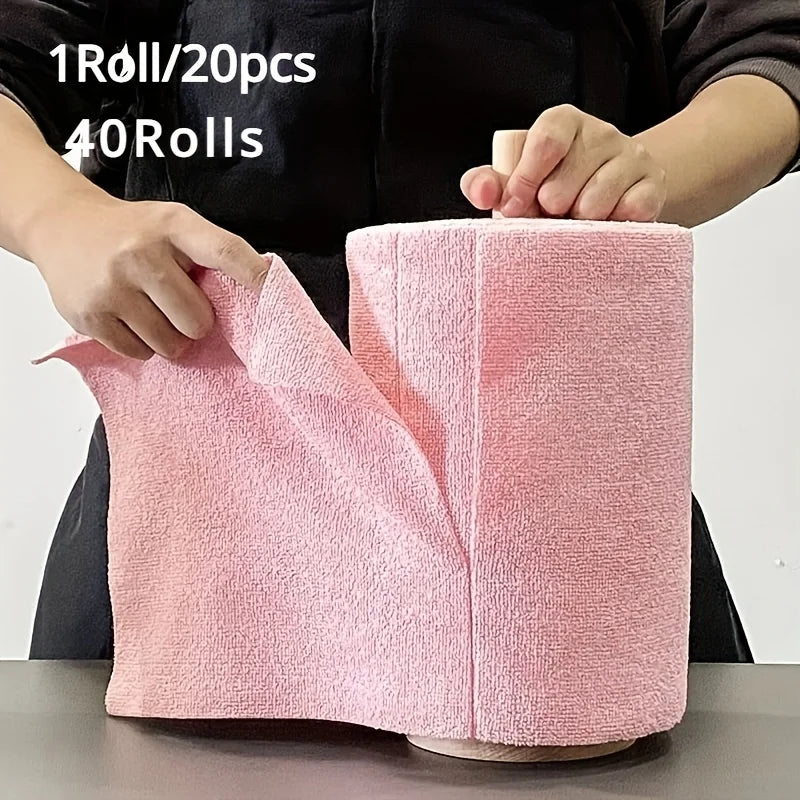 [Microfiber Cleaning Wipes] 20/50 Rolls Microfiber Cleaning Wipes, Reusable Household Kitchen Towel Rolls Peaceful Pleasures Health and Wellness