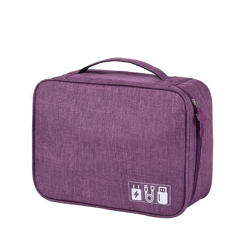 Cable Management Organizer Cable Winder Digital Product Storage Bag Phone Cord Protector Zipper Pouch Case Accessories Supplies Peaceful Pleasures Health and Wellness Purple Large