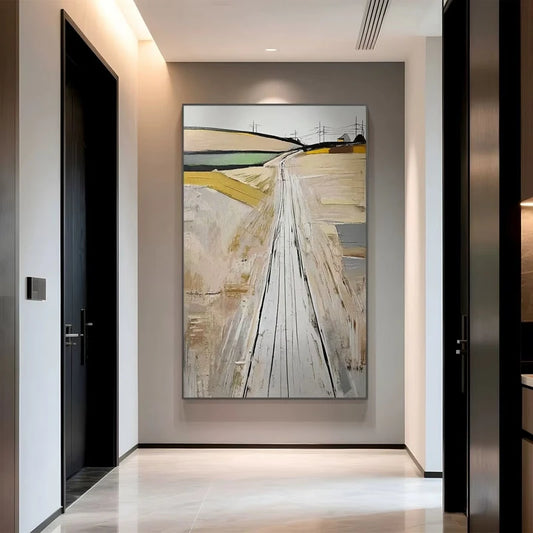 Modern Abstract Country Side Landscape Handmade Oil Painting On Canvas For Home Wall Decor Hanging Mural For Living Room Bedroom Peaceful Pleasures Health and Wellness