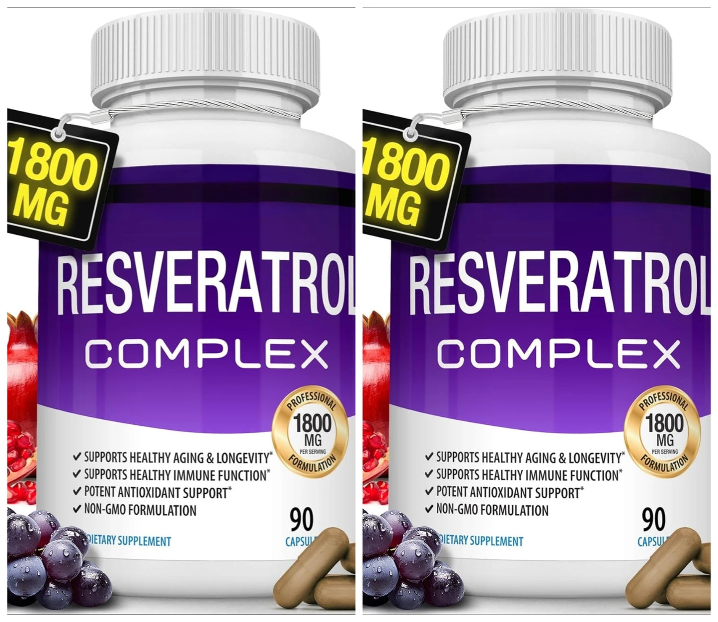 Resveratrol Complex 1800mg | 90 Veg Caps | Antioxidant Support
